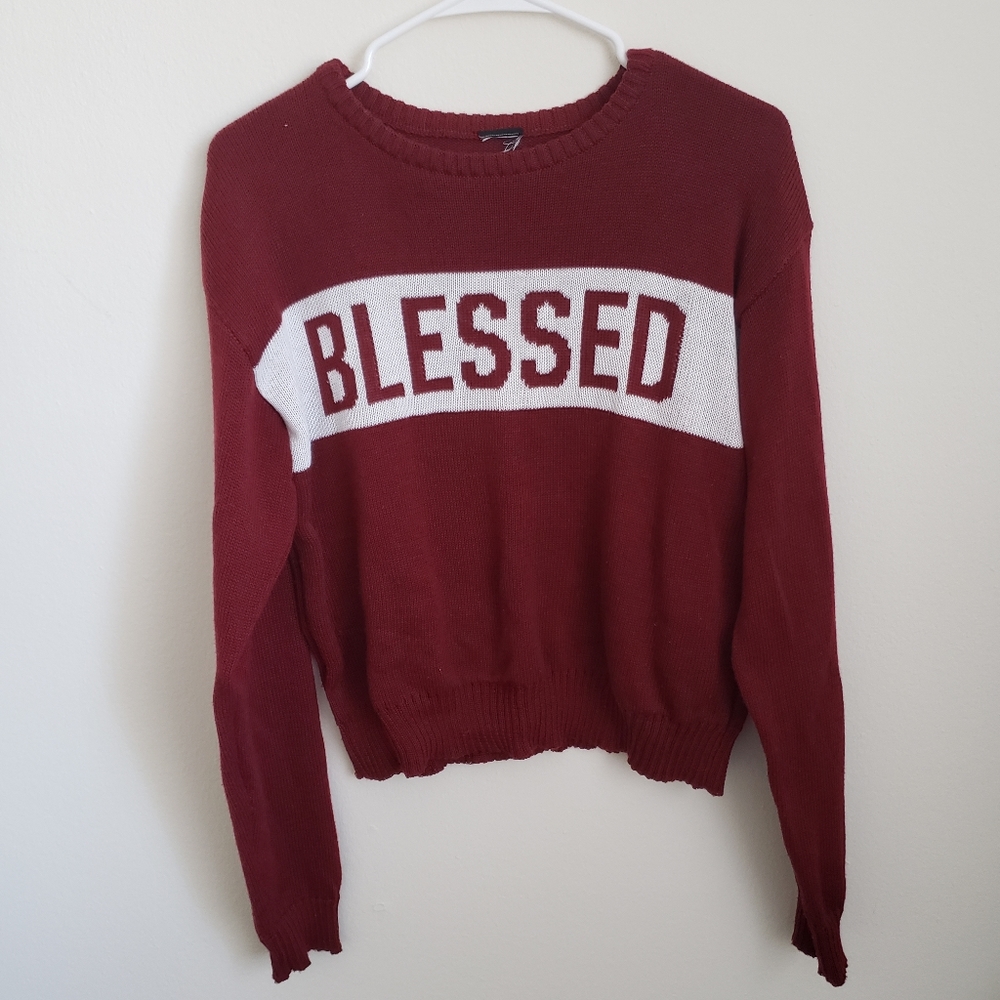 Red 'Blessed' Sweater